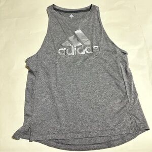 Adidas Gray Logo Tank Top Size M Athletic Sleeveless Racerback Pre-Owned